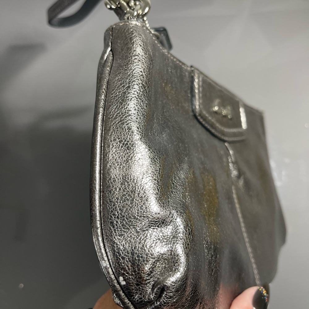 Coach Metallic Silver Wristlet - Picture 2 of 9